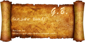 Gutjahr Bekő névjegykártya